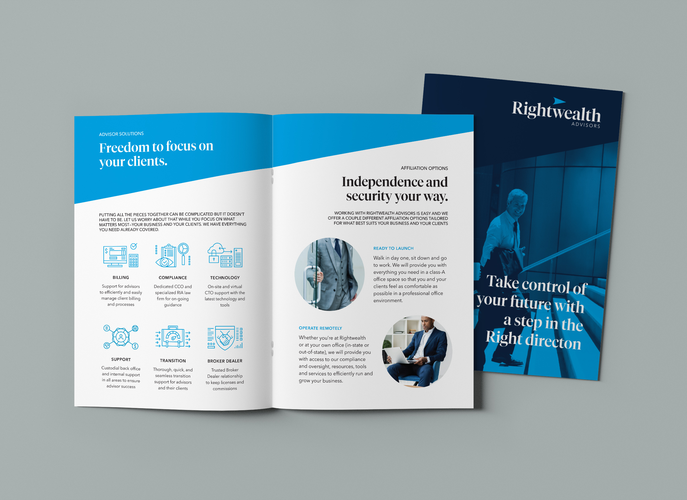 Rightwealth Advisors brochure inside spread and cover