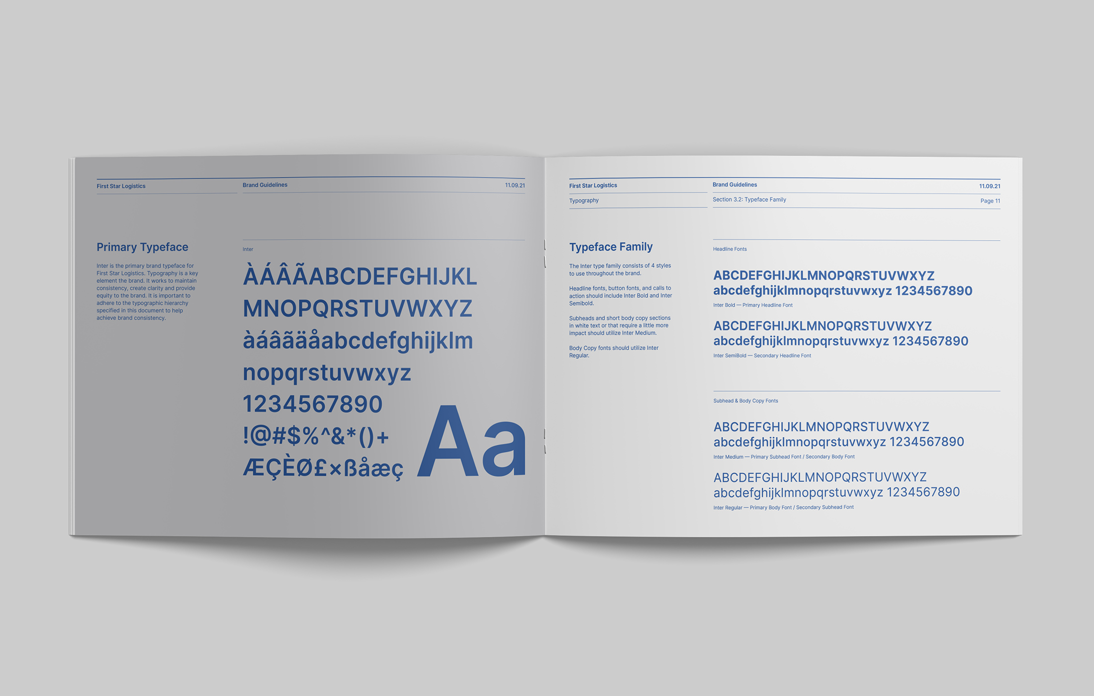 first star logistics brand style guide typography spread